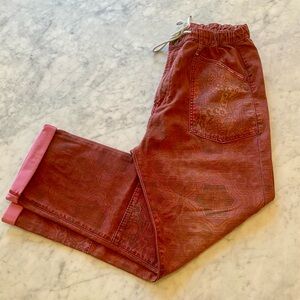 Anthropologie Pilcro Trailblazer Patchwork Maroon Floral Textured Pants